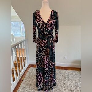 Chic Leaf Pattern Long Sleeve Dress